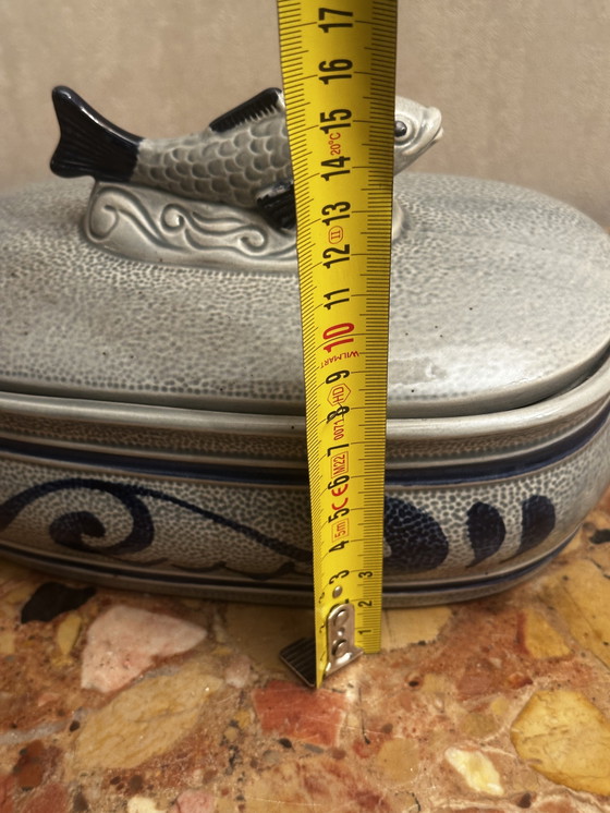 Image 1 of Staffel Steingut Fischterrine oder Heringstopf - Westdeutschland