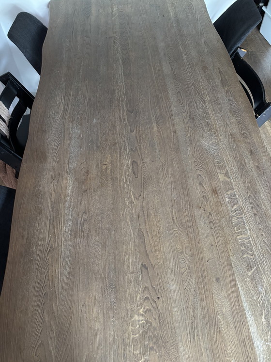 Image 1 of Oak dining table with metal X-legs | 2m x 97cm by HACO