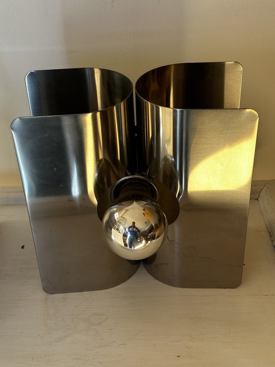 Image 1 of Paire d’appliques Harvey Guzzini Italie - Metal Chromé - Space Age années 70