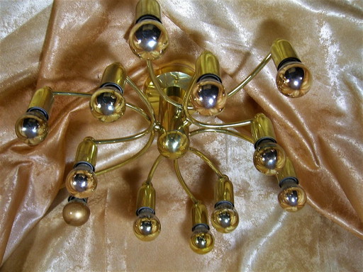 Ceiling Flush Light, Mid Century Modern, Art Deco, Space Age, Sputnik By Honsel, Very Rare