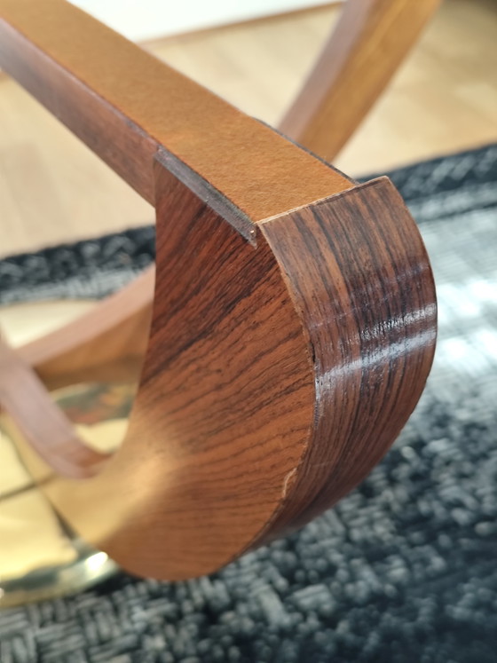 Image 1 of Mid-Century Couchtisch von Wilhelm Renz im Art-Déco-Stil – Glas, Massivholz & Messing