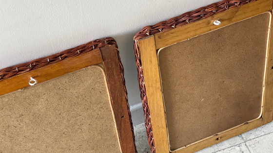 Image 1 of Coppia di specchi vintage in rattan