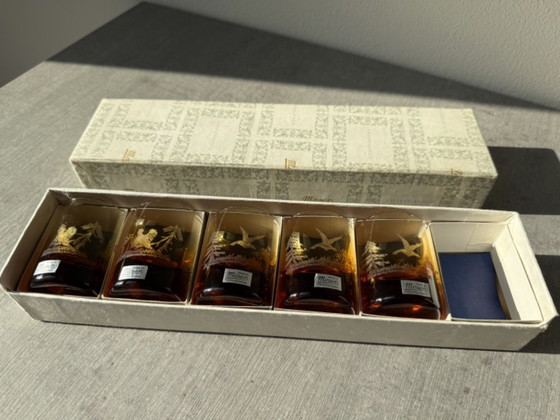 Moser Tsjechoslowakije Amber Kristallen Whiskyglazen Jachtvogels Doos, Gesigneerd – Glazen & Karaffen (photo 12 of 12)