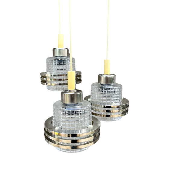 Image 1 of Mid Century Moderne Cascade Kroonluchter Pokrok Žilina, Tsjecho-Slowakije, 1970