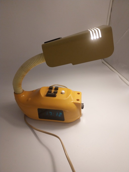 1 x Favor Sakurino space age wekker bureaulamp 1980's 35cm breedte 30cm hoog 12cm diep