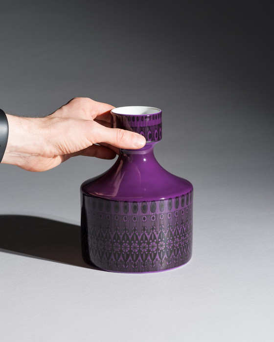 Image 1 of Dúo de jarrones Rosenthal Studio-Line Turquesa Púrpura Diseño gráfico de Theo Baumann Raro