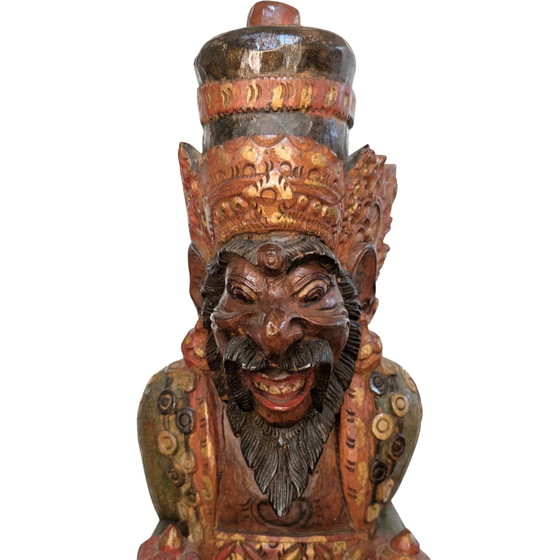 Vintage Balinese Houtsnijwerk – Rishi met Kamandalu – Polychroom – 52 cm – Beeldhouwkunst (photo 10 of 10)