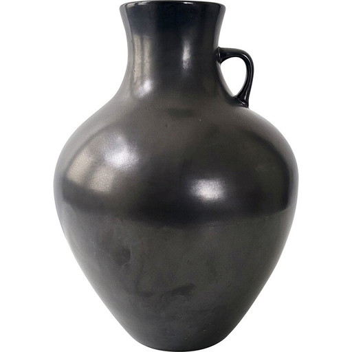 Vase vintage en céramique noire, 1950