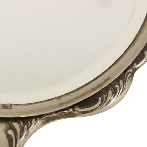 Specchio a mano in stile Art Nouveau, in metallo bianco, Francia (photo 6 of 12)
