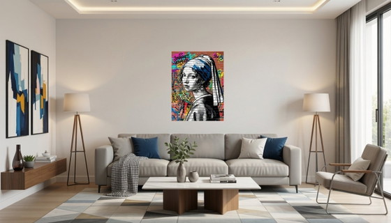 Image 1 of Stampa su tela di Vermeer Street Art / (80x60 cm)