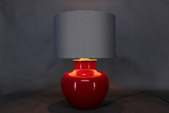 Image 1 of 1970s Italian VeArt Glass Table Lamp with Fabric Lamp Shade