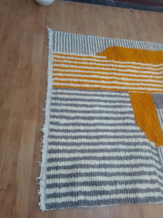Tapis marocain gris en laine tissée à la main - tapis fait main - 252 x 163 – Wool, Cotton (photo 9 of 10)