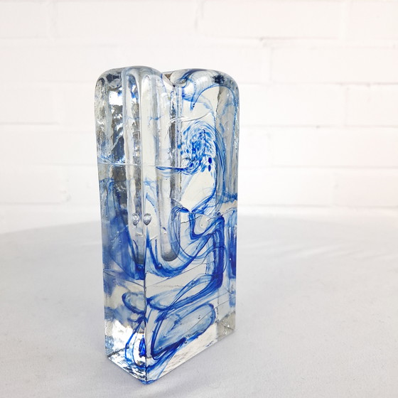 Image 1 of Vintage Solifleur vase Ritzenhoff Marsberger 1970s transparent with blue glass
