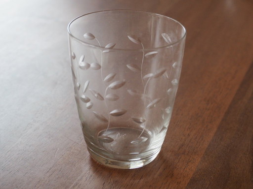 vintage glassware with etched decoration