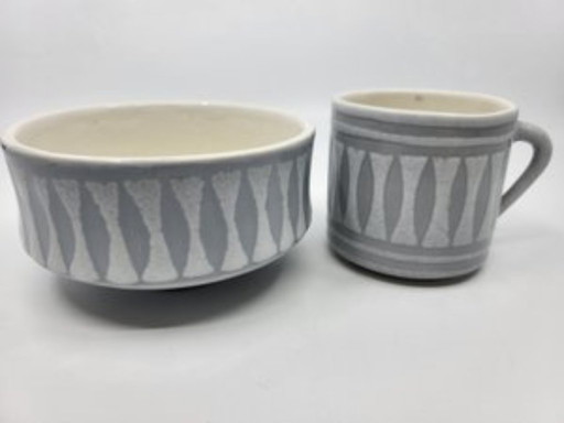 Bowl & Mug Roger Capron France Vallauris French Riviera, 1960