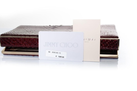 Image 1 of Jimmy Choo Clutch aus Pythonleder in Metallic-Rot