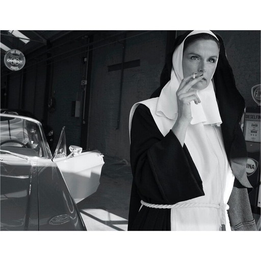 Nun vintage lithograph by Alain Daussin, 2019