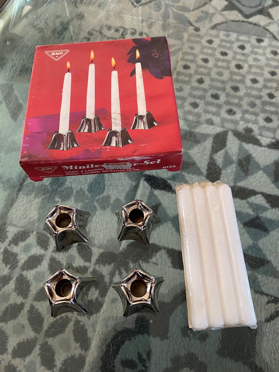 Image 1 of Set of 4 Minileuchter Bougeoirs BMF Style Nagel Vintage 1970