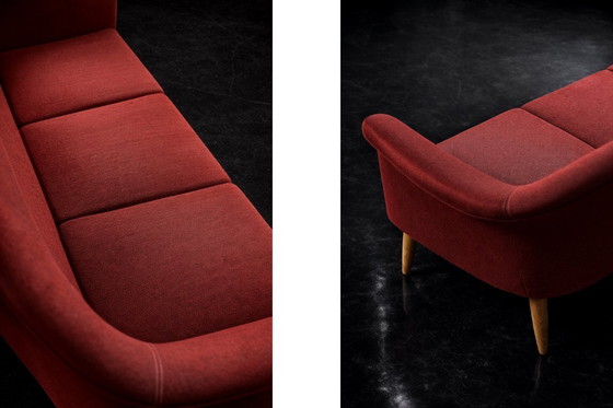 Image 1 of Canapé 3 Places Vintage Élégant Scandinave Moderne Mid-Century Rouge de Bröderna Anderssons, 1950s