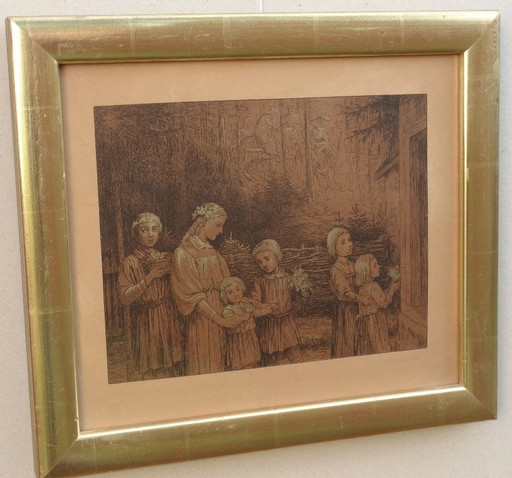 Navidad, niños 1897, xilografía, Wilhelm Steinhausen (1846-1924)