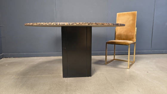 Image 1 of Vintage round granite center table, 1970s