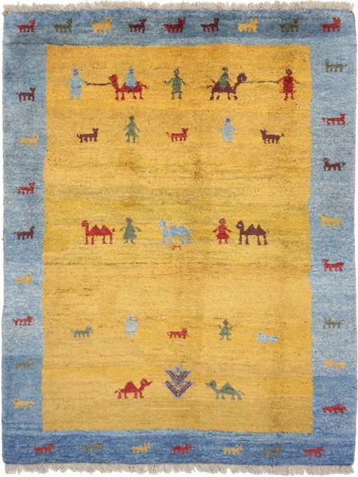 Original Perserteppich Gabbeh Ghashghai Orientteppich 183 cm x 140 cm Alt Natur