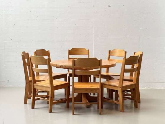 Image 1 of Dining room set: Extendable table and 8 chairs by NC Sweden, 1970s