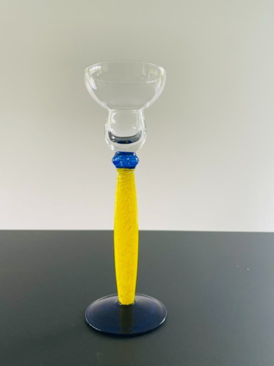 Image 1 of Candelabro vintage di design italiano in vetro Memphis x Murano.