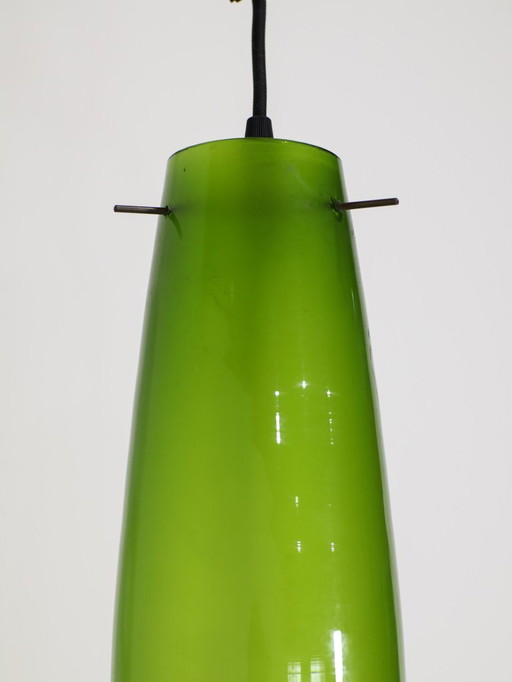 Murano glass pendant lamp green Alessandro Pianon 1960s