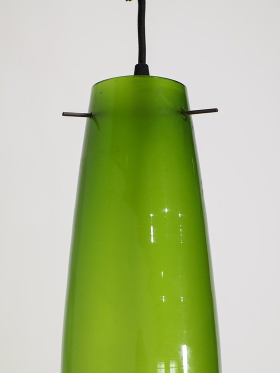 Image 1 of Murano glass pendant lamp green Alessandro Pianon 1960s