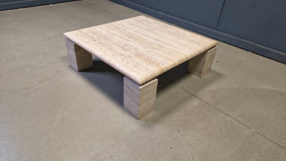 Image 1 of Table basse en travertin, années 1970, Italie