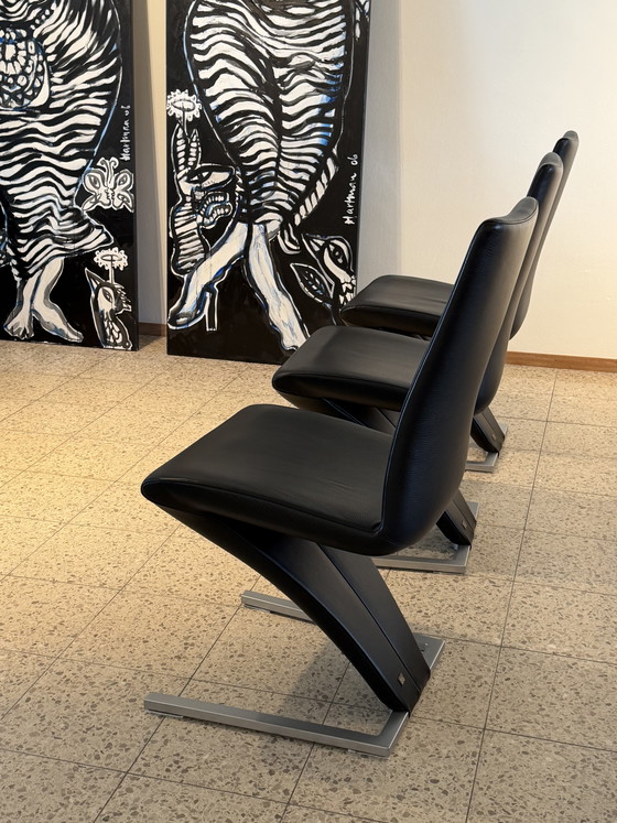 Image 1 of Rolf Benz stoelen 7800 zwart leer  (6)