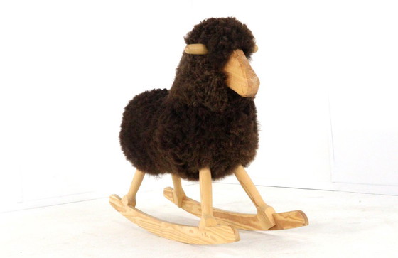 Image 1 of Pvol Kjer mouton à bascule danois vintage en véritable laine de mouton