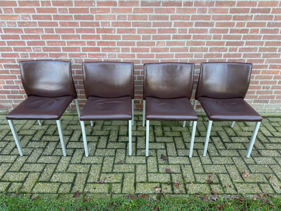 Image 1 of 4x Leolux Myto dining chairs brown leather