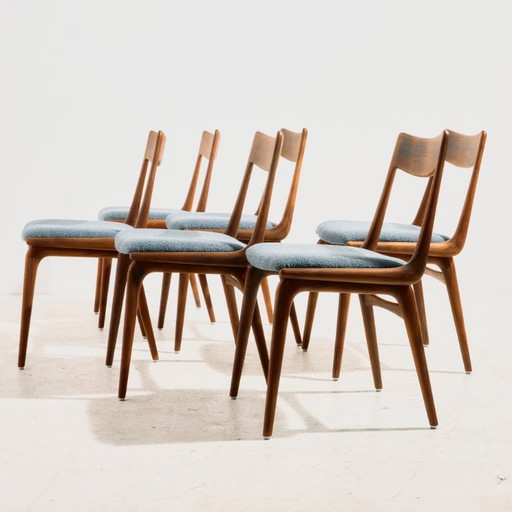 Silla de comedor Boomerang modelo 370 de teca MK11871 de Alfred Christensen para Slagelse Møbelværk. Juego de 6