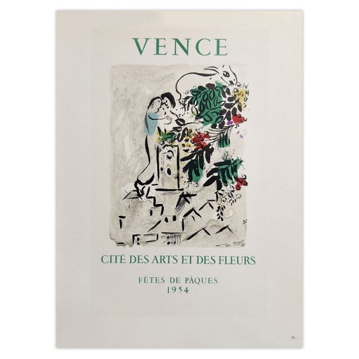 Marc Chagall AF 1954 - Cartel de Vence, Ciudad de las Artes y las Flores, 1959