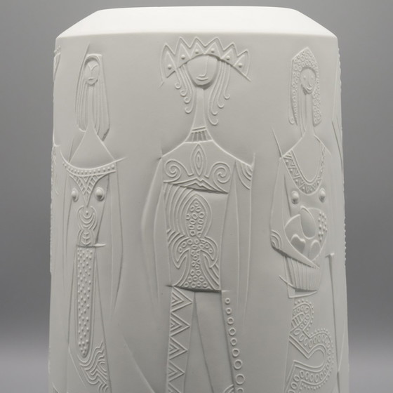 Image 1 of Rare CUNO FISCHER Hutschenreuther Bisque Porcelain Floor Vase 1969 H33cm D21cm