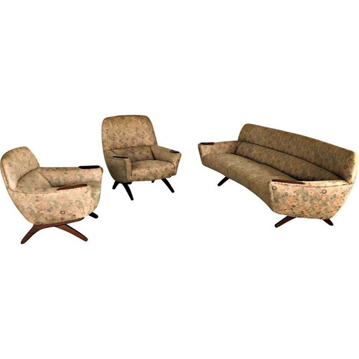 Set da salotto vintage in teak di Leif Hansen per Kronen, Inc, anni '60