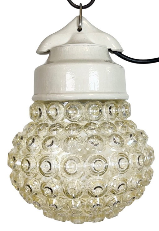 Lámpara colgante vintage de porcelana blanca, años 70