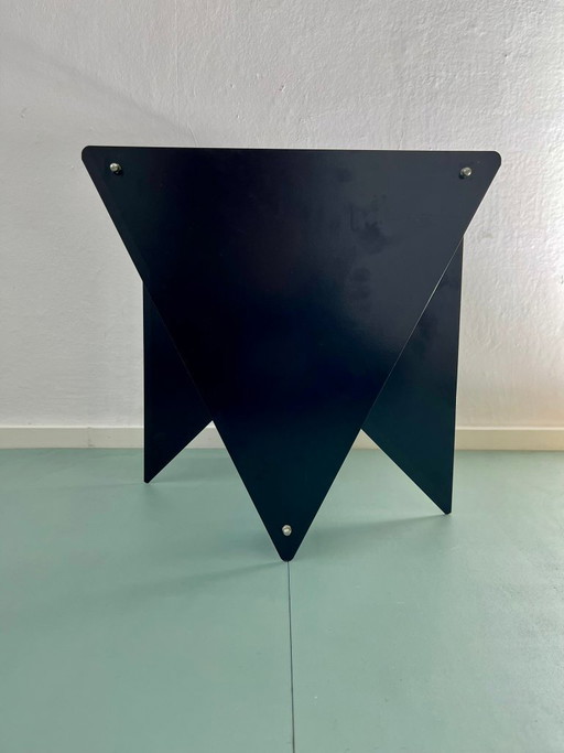 Magazine rack, newspaper rack, Memphis design, Italy, 80s, postmodern, vintage, metal