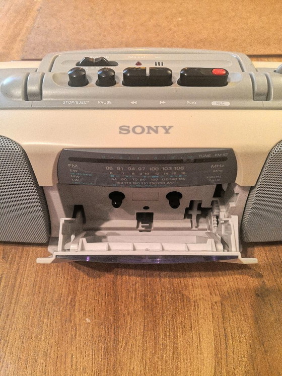Raro Mini Boombox Bianco Sony CFS-E10L - Vintage Giappone - (1993), Oggetti decorativi, Plastica, Nero (foto 5 di 9)