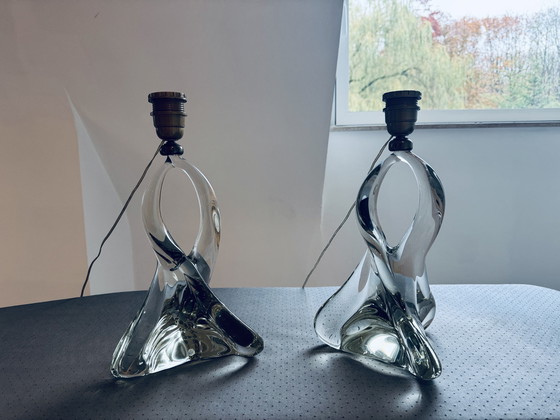 Image 1 of 2x Vintage Glass Lamp Feet