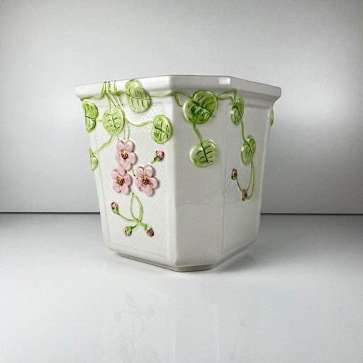 Ceramic flowerpot with relief, Martan, Portugal, 1960/80