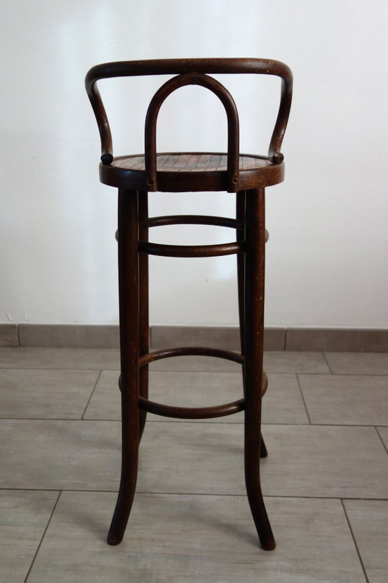 Image 1 of Children's high stool in curved wood, 1890s