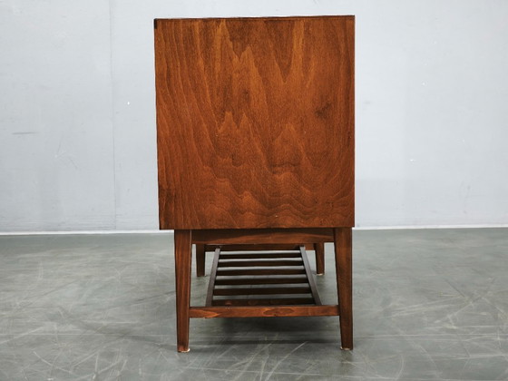 1960s Danish Modern Beech Wood Bar Cabinet with Tambour Door, Chest of drawers, Brown (photo 4 of 16)