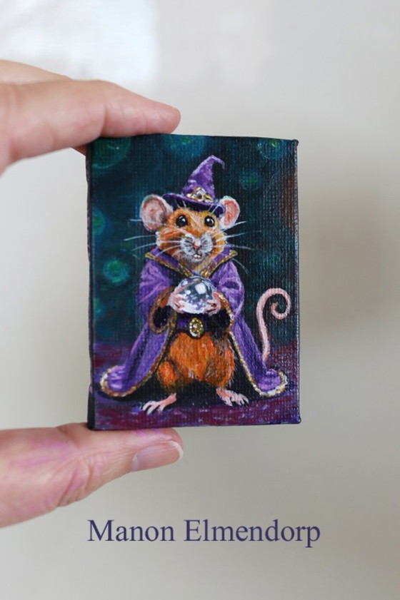 Image 1 of Handgemaltes Mausbild „Der große Magier“