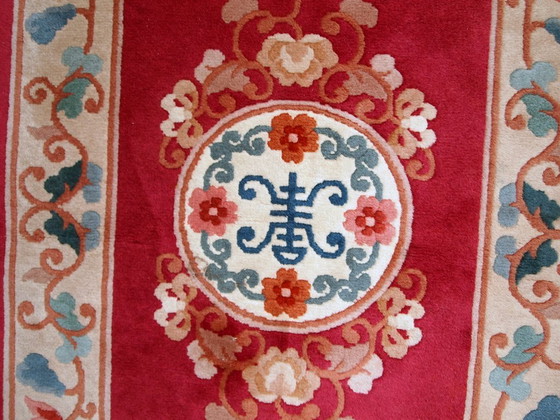 Image 1 of Handmade vintage Art Deco Chinese rug 2.5' x 4.5' (77cm x 139cm) 1970s - 1C442