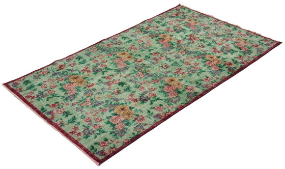Tappeto turco vintage Oushak 230 × 123 cm – Tappeto in lana tessuto a mano con motivo floreale a rose (photo 8 of 10)