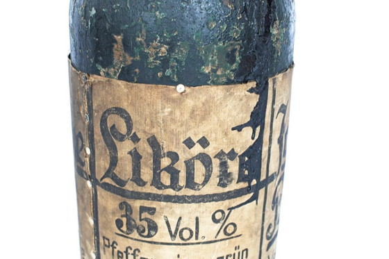 Image 1 of Vintage paper Deco | very old 1940 Bottle cardboard | 102cm high | Pub | Germany Korn Alcohol Rum Liqueur German Schnapps