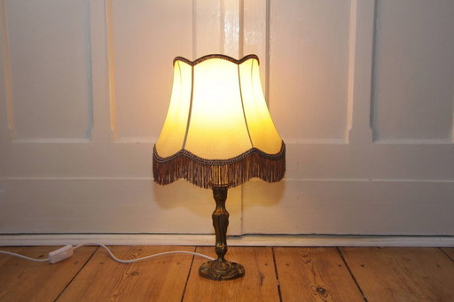 Table lamp solid brass fringes 1970s vintage